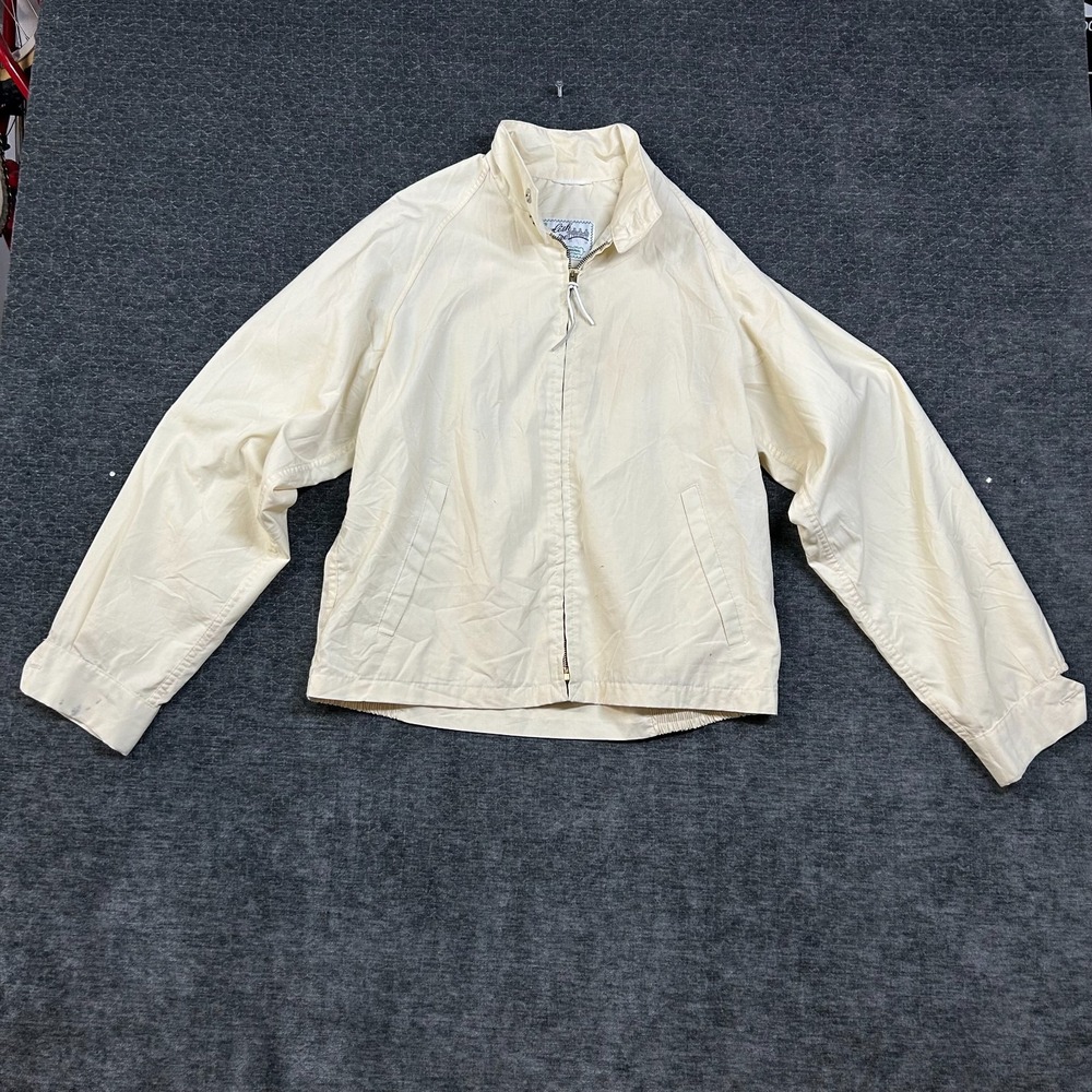 English Squire Harrington Jacket Mens 42 Cream Good Vintage Full Zip Canvas